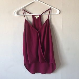Maroon red flowy blouse